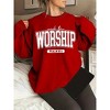 Plus Size Sweatshirts Tops with Crew Neck Long Sleeve Pullover Sweat Shirts Slogan Plus Size Sweatshirts  Faith Worshipper Shirts - 2 of 4