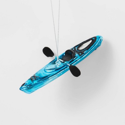 Glass Kayak with Oar Christmas Tree Ornament Blue - Wondershop™