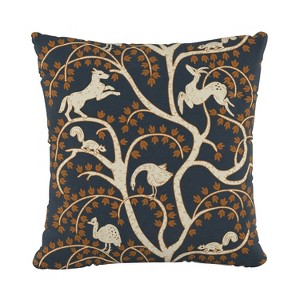 Hanami Square Throw Pillow Navy - Skyline Furniture: Modern Indoor Decorative Cushion, Zipper Closure, Animal Icon Pattern - 1 of 4