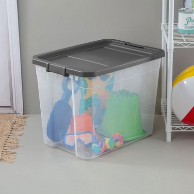 Sterilite 108 Quart Clear Plastic Stacker Storage Containers with Latching Lid