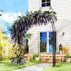 Aghana Digitals Metal Garden Arch with Double Gate & Planters, 7ft Black Arbor Trellis for Climbing - 4 of 4