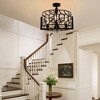 PAKOKULA Farmhouse 4-Light Black Industrial Drum Semi-Flush Mount - 3 of 4