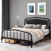 Metal Full Bed Frame with Wooden Headboard, Wrought Iron Metal Platform Bed Frame, Under Bed Storage, No Box Spring Required, Easy Assembly, Brown - 2 of 4