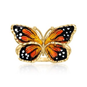Ross-Simons Italian 18kt Yellow Gold Butterfly Ring With Enamel - 1 of 4