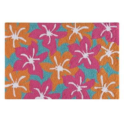 2'x3' Rectangle Hooked Floral Accent Rug Orange - C&F Home