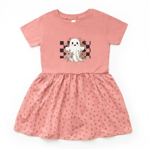 Checkered Ghost Rose - Kids Toddler Dress and Infant Dress - 1 of 3