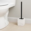 Evideco French Home Goods Modern Square Toilet Brush and Holder Set with Black Metallic Handle, Stone-Effect Design - 2 of 4