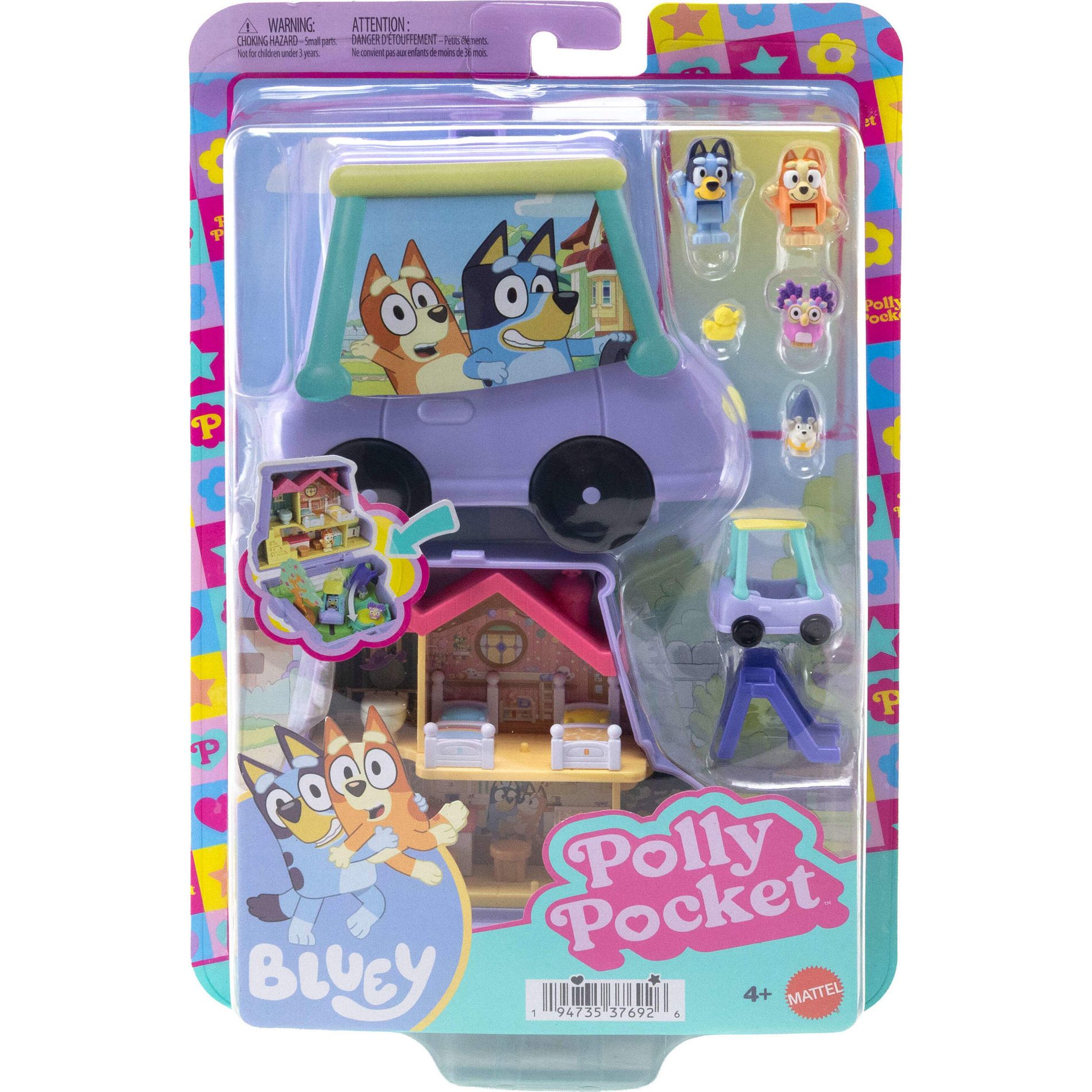 Polly Pocket Micro Dolls and Playset Bluey Compact with 7 Accessories Including Bluey and Bingo Figures