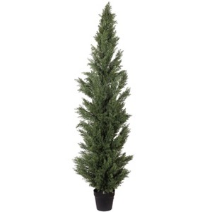 Okak 5/6FT UV-Resistant Artificial Cypress Tree in Plastic Pot, Artificial Plants with Realistic Touch and Look, Faux Tree for Garden or Entryway - 1 of 4