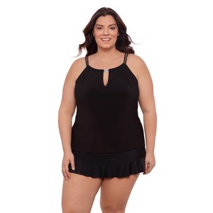 Aqua Green Women's Keyhole Tankini w/ Hardware - 1 of 3