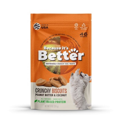 Because It's Better Peanut Butter & Coconut Plant Based Crunchy Dog Treats - 9oz