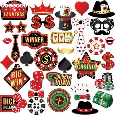 KatchOn, Casino Photo Booth Props - Pack of 35 | Game Night Photo Booth Props for Poker Party Decorations