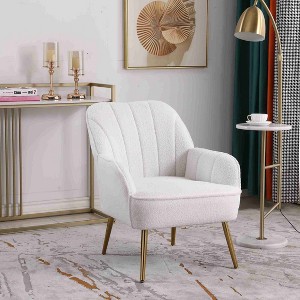 CAVINAS Accent Chair with Gold Legs and Adjustable Legs,Modern Arm Chair for Bedroom,Reading Room - 1 of 4