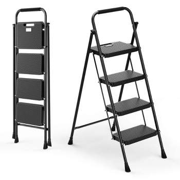 Costway Folding Step Ladder Portable 4 Step Ladder with Safety Handrails & Anti-slip Pedals