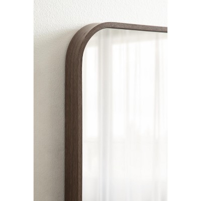 Zayda Sleek Walnut Brown Aluminum Rectangular Wall Mirror 24x36