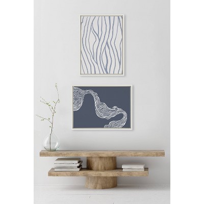 Sylvie Coastal Waves Blue and White Canvas Wall Art