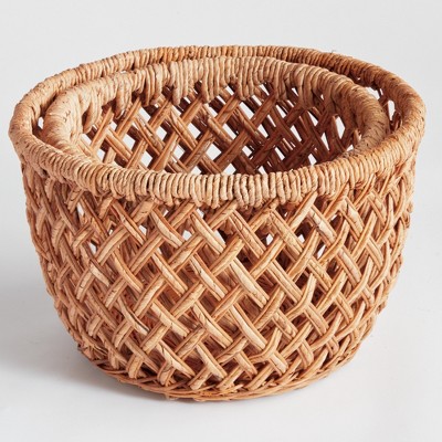 Natural Seagrass Oval Storage Baskets Set of 2