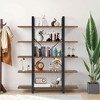 Lirago Brown 5 Tier Bookshelf 47.2x11.0x72 Engineered Wood Steel Frame Open Storage Rack - 3 of 4