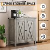 Jojoka Buffet Cabinet Farmhouse Storage Accent Console Cabinet with Doors and Shelves, Sideboard with Countertop/Barn  Doors - 3 of 4