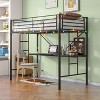 Metal Twin Loft Bed , Twin Size High Loft Bed Black - 2 of 4