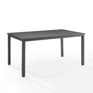 Hansen Rectangle Outdoor Metal Dining Table: Powder-Coated Steel, Umbrella Hole - Crosley - 1 of 4