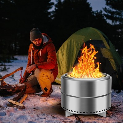 Portable Smokeless Firepit with Stand, Bonfire Wood Burning Fire Pit for Camping & Picnic Outside, Stainless Steel Fire Pit with Carry Bag