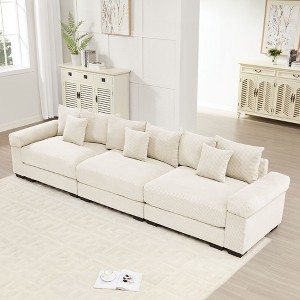 130" Oversized Cloud Modular Sectional Couch, Premium Corduroy 3-Seater. Extra-Thick Armrests, Good Resilience Cushion - 1 of 4