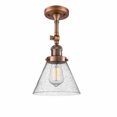 Cone - 1 Light Semi-Flush Mount In Industrial Style-14.5 Inches Tall and 7.75 Inches Wide