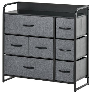 Yukimo 31.5" Dark Gray 7-Drawer Fabric Dresser, Storage Chest with Steel Frame and Wooden Top for Bedroom and Hallway - 1 of 4