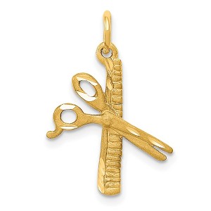 Black Bow Jewelry 14k Yellow Gold Comb and Scissors Charm or Pendant, 16mm (5/8 inch) - 1 of 4