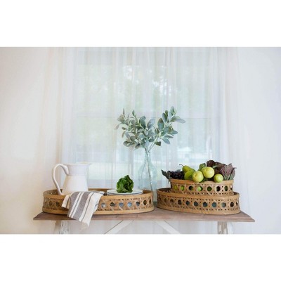 TX USA Corporation Oval Design Decorative Woven Wood Tray - Set of 3