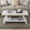 Roundhill Furniture Athens Contemporary Wood Shelf Coffee Table in White Finish - 2 of 4