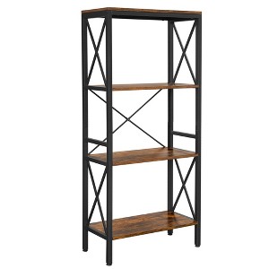 VASAGLE Standing Shelf Ladder Rack with 4 Open Shelves Bookshelf Kitchen Shelf for Kitchen Office Rustic Brown and Black - 1 of 4