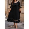 I AM A FASHION JUNKY Plus Size Mesh Splicing Round Neck Long Dress - 2 of 4