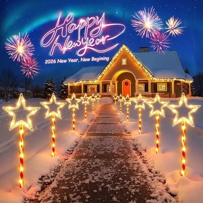 12 Pack Christmas Decorations Outdoor, Twinkling Big Star Solar Christmas Lights w/180 Bright LED &10 Lighting Modes, Warm White Waterproof Xmas Decor