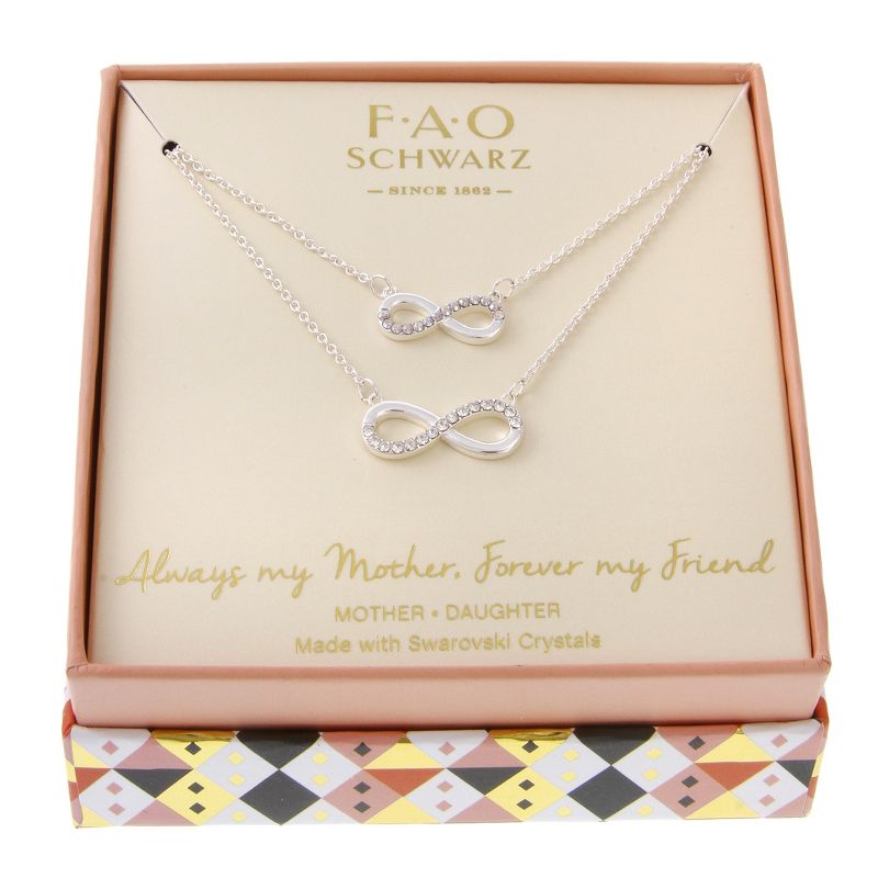 FAO Schwarz Silver Tone Infinity Pendant Necklace Set, 2 of 4