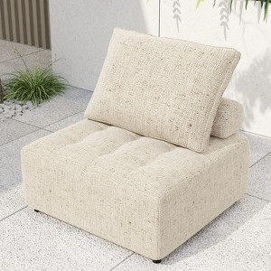 Outdoor Single Modular Sofa, Linen Armless Floor Sofa, Single Sofa Couch with Cushion For Balcony Patio Bedroom Living Room, Free Combination - 1 of 4