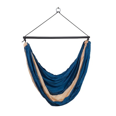 Ceara 3 Bar Hammock Swing Chair - Cream/Blue - Sol Living: Durable Nylon Fabric, No Assembly, Water-Resistant