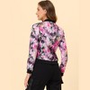 INSPIRE CHIC Women's Stand Collar Floral Prints Zip Up Lightweight Short Jacket - 4 of 4
