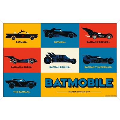 Trends International DC Comics Batman: 85th Anniversary - Minimalist The Batmobiles Framed Wall Poster Prints