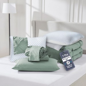Nestl Comforter Set, 9 Piece Pinch Pleated Bedding Set, Bed in a Bag, All season Bed Set with Cooling Pillows - 1 of 4