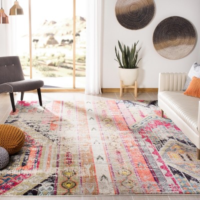 Bohemian Flair Light Grey & Multicolor 10' x 14' Synthetic Area Rug