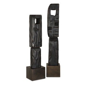 Uttermost Cipher Black Wood Totems Set of 2 Decorative Sculptures 27 Inch Tall - 1 of 4