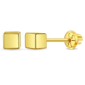 Girls' Petite Cubed Screw Back 14k Gold Earrings - In Season Jewelry - 1 of 4