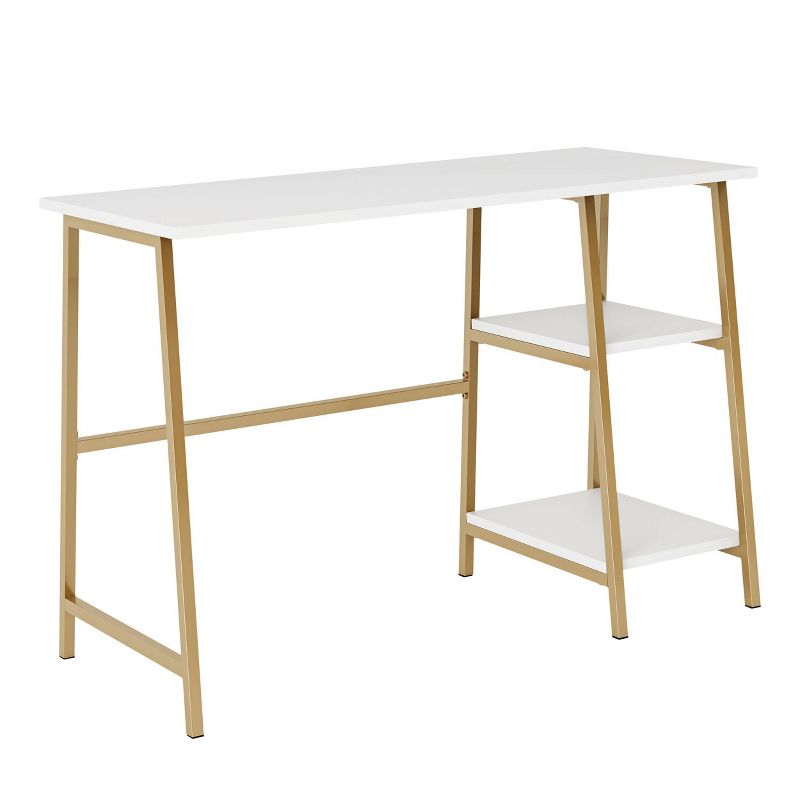 North Avenue Modern Desk with Open Shelves White - Sauder: Midcentury Style, Vanity Use, Home Office, 1 of 6