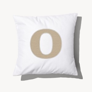 Personalization Mall Natural Initial Embroidered Applique Throw Pillow - 1 of 3
