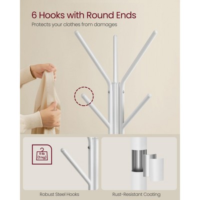 White and Light Brown Freestanding Coat Rack with Shelves