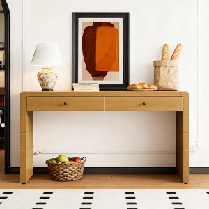 Luxystar Vintage Curved Console Table with 2 Drawers for Entryway, Hallway and Living Room - 1 of 4