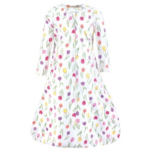Hudson Baby Infant Girl Long Sleeve Cotton Jersey Sleeping Bag, Sack, Blanket, Spring Tulips - 1 of 2