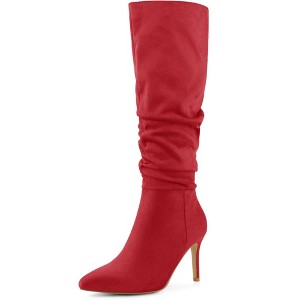 Allegra K Women's Pointed Toe Stiletto Heel Knee High Boots - 1 of 4